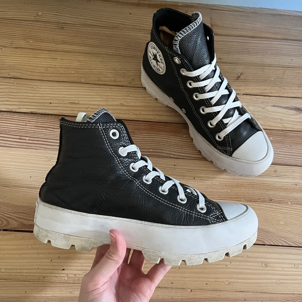 Converse Chuck Taylor‎ All Star Lugged Leather High Top Platform Sneakers - Picture 2 of 10